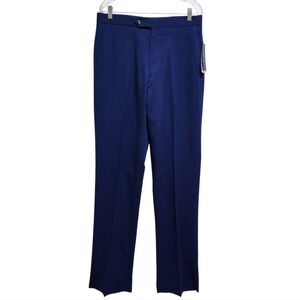 Sansabelt Dress Pants Men 33 Blue Wool Blend Unhemmed Washable Grant Classic New
